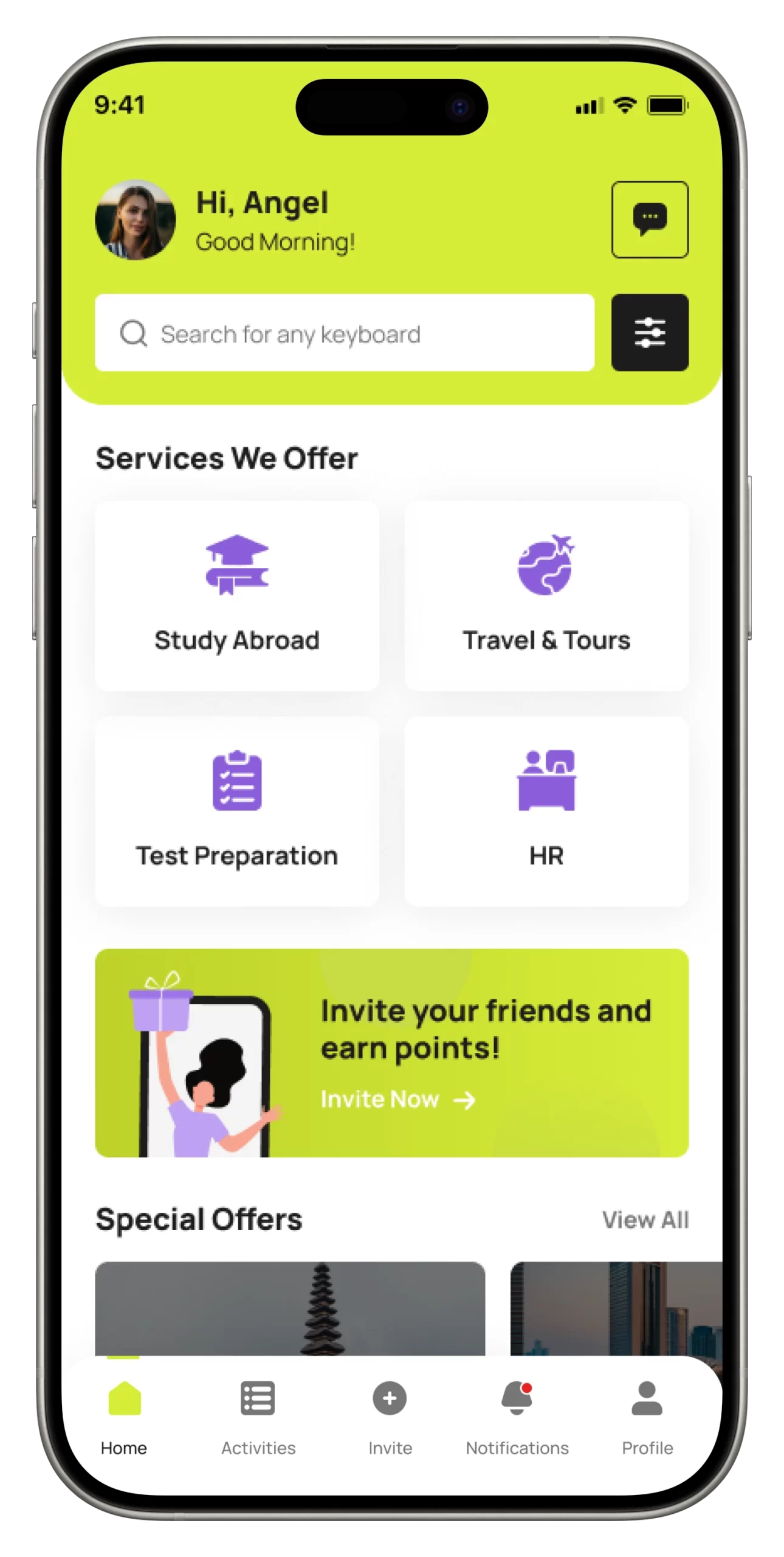 Neto Group Mobile App Home View